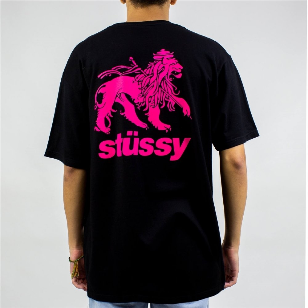 Camiseta Stussy Rasta Lion Preto